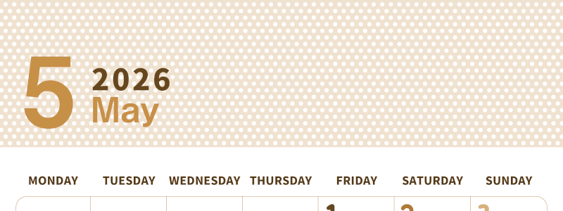 2026年5月縦型レトロな月曜始まり 子供の日イラストのおしゃれA4無料セピア調カレンダー(2026-00580511)