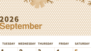 2026年9月縦型レトロな月曜始まり コスモスがおしゃれなイラストセピア調カレンダー(2026-00580911)