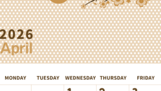 2026年4月縦型レトロな日曜始まり ウグイスイラストのおしゃれA4無料セピア調カレンダー(2026-00580410)