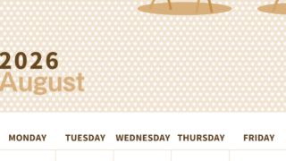 2026年8月縦型レトロな日曜始まり 野菜イラストのおしゃれA4無料セピア調カレンダー(2026-00580810)