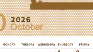 2026年10月縦型レトロな日曜始まり ハロウィンイラストのおしゃれA4無料セピア調カレンダー(2026-00581010)