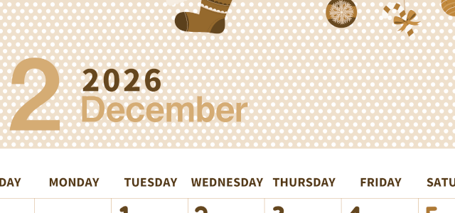 2026年12月縦型レトロな日曜始まり クリスマスイラストのおしゃれA4無料セピア調カレンダー(2026-00581210)