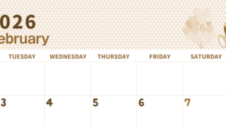 2026年2月横型レトロな月曜始まり テディベアがおしゃれイラストセピア調カレンダー(2026-00580201)