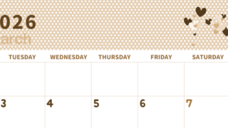 2026年3月横型レトロな月曜始まり 白熊イラストのおしゃれA4無料セピア調カレンダー(2026-00580301)