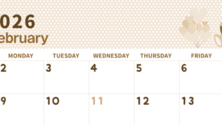 2026年2月横型レトロな日曜始まり テディベアがおしゃれイラストセピア調カレンダー(2026-00580200)
