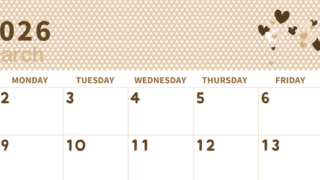 2026年3月横型レトロな日曜始まり 白熊イラストのおしゃれA4無料セピア調カレンダー(2026-00580300)