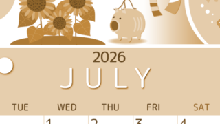 2026年7月縦型レトロな月曜始まり 蚊取り線香イラストのかわいいA4無料セピア調カレンダー(2026-00600711)