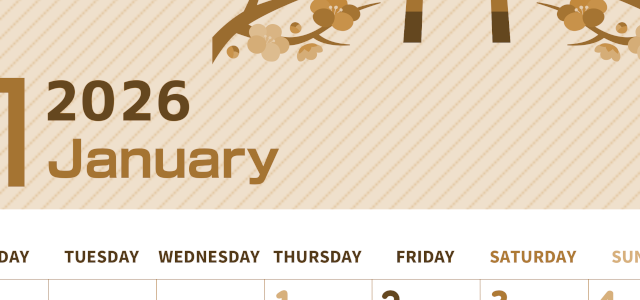 2026年1月縦型レトロな日曜始まり めでたい鳥居イラストのかわいいA4無料セピア調カレンダー(2026-00610111)