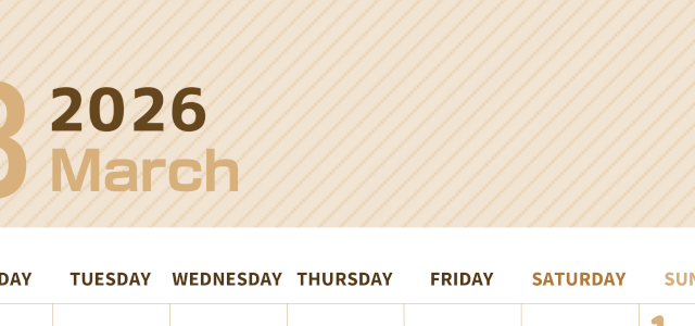 2026年3月縦型レトロな月曜始まり イラストのかわいいA4無料セピア調カレンダー(2026-00610311)