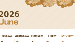 2026年6月縦型レトロな月曜始まり 季節の花イラストのかわいいA4無料セピア調カレンダー(2026-00610611)