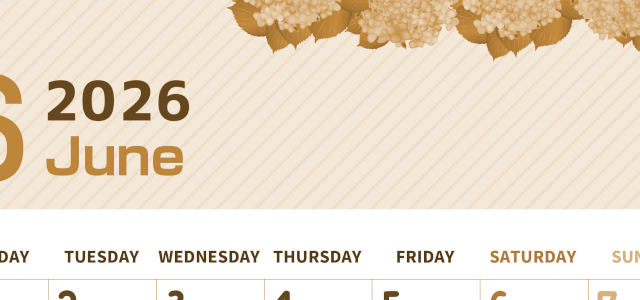 2026年6月縦型レトロな月曜始まり 季節の花イラストのかわいいA4無料セピア調カレンダー(2026-00610611)