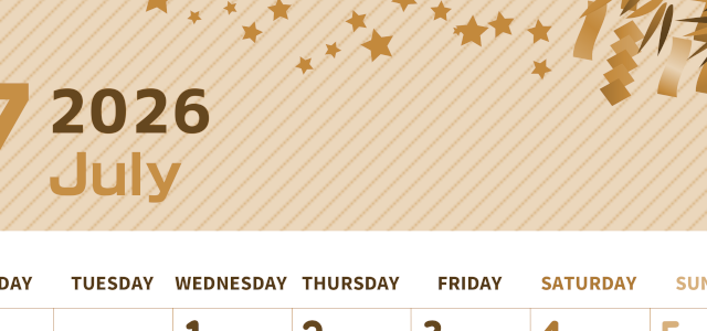 2026年7月縦型レトロな月曜始まり 天の川イラストのかわいいA4無料セピア調カレンダー(2026-00610711)