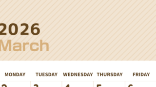 2026年3月縦型レトロな日曜始まり イラストのかわいいA4無料セピア調カレンダー(2026-00610310)