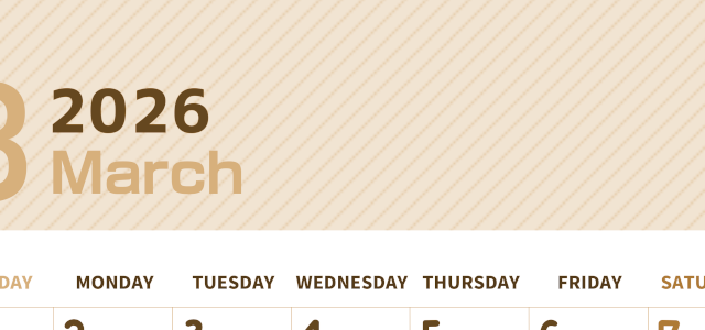 2026年3月縦型レトロな日曜始まり イラストのかわいいA4無料セピア調カレンダー(2026-00610310)