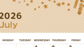 2026年7月縦型レトロな日曜始まり 天の川イラストのかわいいA4無料セピア調カレンダー(2026-00610710)