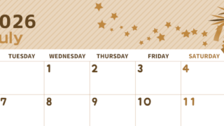 2026年7月横型レトロな月曜始まり 天の川イラストのかわいいA4無料セピア調カレンダー(2026-00610701)