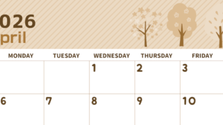 2026年4月横型レトロな日曜始まり 桜木イラストのかわいいA4無料セピア調カレンダー(2026-00610400)