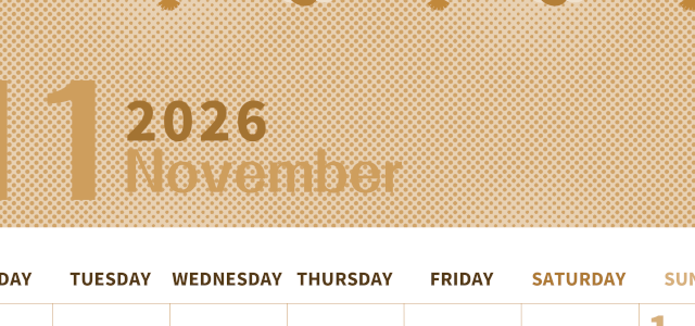 2026年11月縦型レトロな月曜始まり 招き猫イラストのかわいいA4無料セピア調カレンダー(2026-00621111)