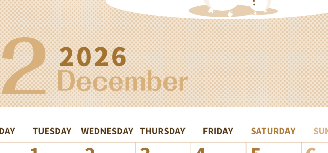 2026年12月縦型レトロな月曜始まり 雪景色イラストのかわいいA4無料セピア調カレンダー(2026-00621211)