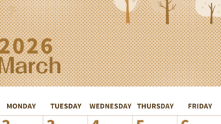2026年3月縦型レトロな日曜始まり 桜の木イラストのかわいいA4無料セピア調カレンダー(2026-00620310)