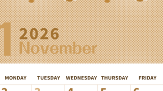 2026年11月縦型レトロな日曜始まり 招き猫イラストのかわいいA4無料セピア調カレンダー(2026-00621110)