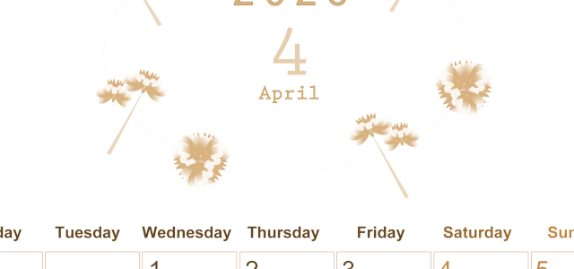 2026年4月縦型レトロな月曜始まり 牡丹桜イラストのかわいいA4無料セピア調カレンダー(2026-00630411)