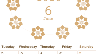 2026年6月縦型レトロな月曜始まり あじさいイラストのかわいいA4無料セピア調カレンダー(2026-00630611)