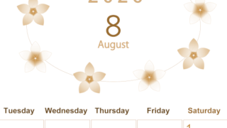 2026年8月縦型レトロな月曜始まり プルメリアがかわいいイラストA4無料セピア調カレンダー(2026-00630811)