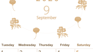 2026年9月縦型レトロな月曜始まり 花イラストのかわいいA4無料セピア調カレンダー(2026-00630911)