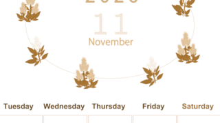 2026年11月縦型レトロな月曜始まり 花イラストのかわいいA4無料セピア調カレンダー(2026-00631111)