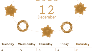 2026年12月縦型レトロな月曜始まり ポインセチアがかわいいイラストA4無料セピア調カレンダー(2026-00631211)