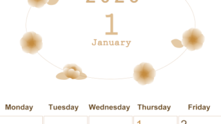 2026年1月縦型レトロな日曜始まり 花イラストのかわいいA4無料セピア調カレンダー(2026-00630110)