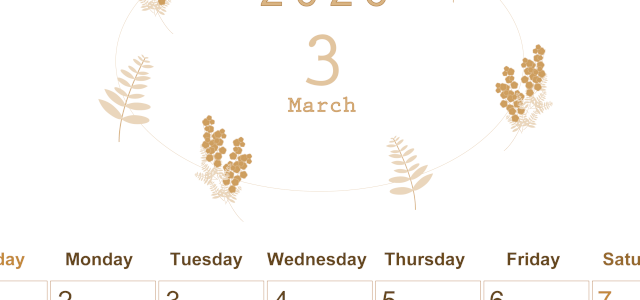 2026年3月縦型レトロな日曜始まり フラワーイラストのかわいいA4無料セピア調カレンダー(2026-00630310)