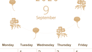 2026年9月縦型レトロな日曜始まり 花イラストのかわいいA4無料セピア調カレンダー(2026-00630910)