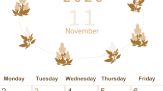 2026年11月縦型レトロな日曜始まり 花イラストのかわいいA4無料セピア調カレンダー(2026-00631110)