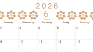 2026年6月横型レトロな月曜始まり あじさいイラストのかわいいA4無料セピア調カレンダー(2026-00630601)