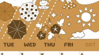 2026年6月縦型レトロな月曜始まり 季節イラストのかわいいA4無料セピア調カレンダー(2026-00640611)