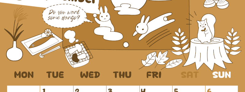 2026年9月縦型レトロな月曜始まり 森の動物イラストがかわいいA4無料セピア調カレンダー(2026-00640911)