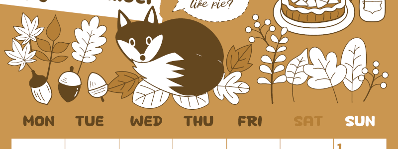 2026年11月縦型レトロな月曜始まり アップルパイのイラストがかわいいA4無料セピア調カレンダー(2026-00641111)