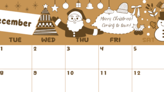 2026年12月横型レトロな月曜始まり サンタのイラストがかわいいA4無料セピア調カレンダー(2026-00641201)