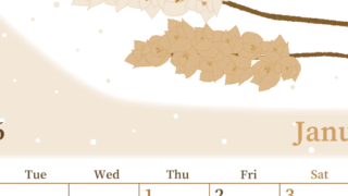 2026年1月縦型レトロな月曜始まり 花イラストのおしゃれA4無料セピア調カレンダー(2026-00650111)