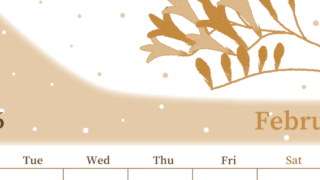2026年2月縦型レトロな月曜始まり 花がおしゃれなイラストA4無料セピア調カレンダー(2026-00650211)