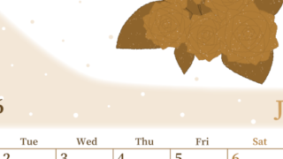 2026年6月縦型レトロな月曜始まり 薔薇イラストのおしゃれA4無料セピア調カレンダー(2026-00650611)