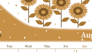 2026年8月縦型レトロな月曜始まり 季節の花イラストのおしゃれA4無料セピア調カレンダー(2026-00650811)