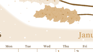 2026年1月縦型レトロな日曜始まり 花イラストのおしゃれA4無料セピア調カレンダー(2026-00650110)