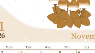 2026年11月縦型レトロな日曜始まり シクラメンがおしゃれなイラストA4無料セピア調カレンダー(2026-00651110)