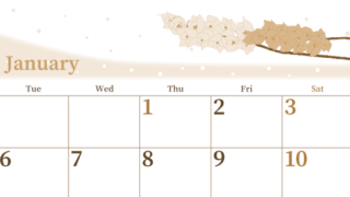 2026年1月横型レトロな月曜始まり 花イラストのおしゃれA4無料セピア調カレンダー(2026-00650101)