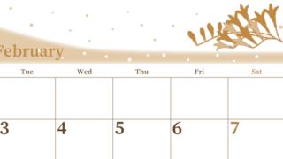 2026年2月横型レトロな月曜始まり 花がおしゃれなイラストA4無料セピア調カレンダー(2026-00650201)