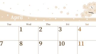 2026年4月横型レトロな月曜始まり 春のイラストのおしゃれA4無料セピア調カレンダー(2026-00650401)