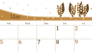 2026年5月横型レトロな月曜始まり 草花イラストのおしゃれA4無料セピア調カレンダー(2026-00650501)